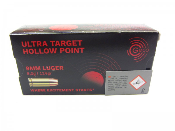 Geco 9mm Luger Ultra Target Hollow Point 124gr/8g